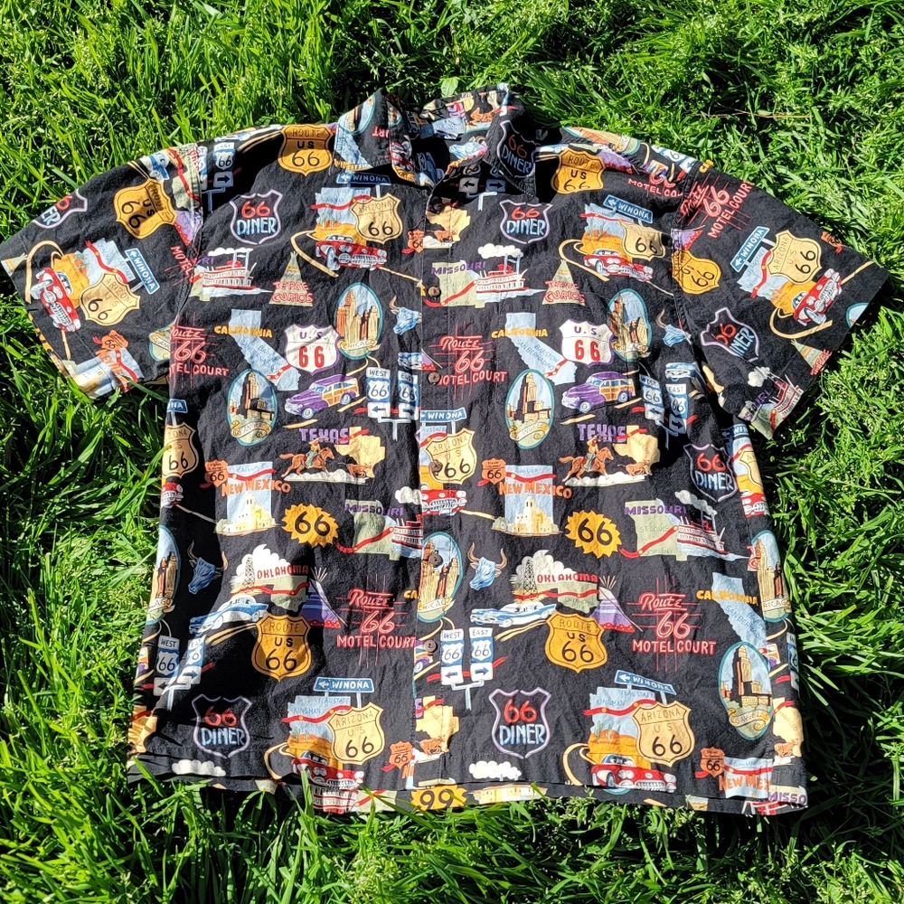Vintage High Seas Route 66 Button Shirt